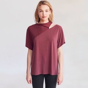 Silence + Noise Split Shoulder Cutout Tee